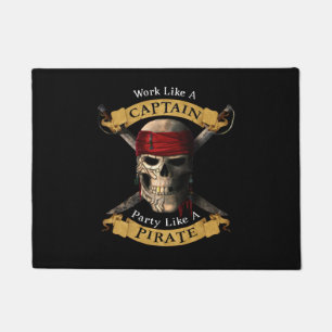 Work Like A Captain Party Like A Pirate Skull Joll Doormat