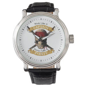 Work Like A Captain Party Like A Pirate Skull Joll Watch