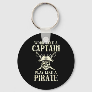 Work Like Captain Play Like Rate Funny Humor Men W Key Ring