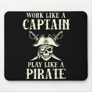 Work Like Captain Play Like Rate Funny Humor Men W Mouse Mat