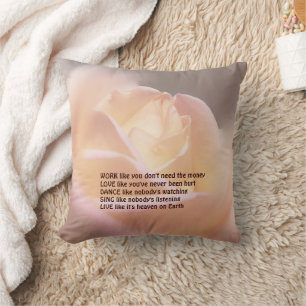 Work Love Dance Soft Rose Inspirational Quote Cushion