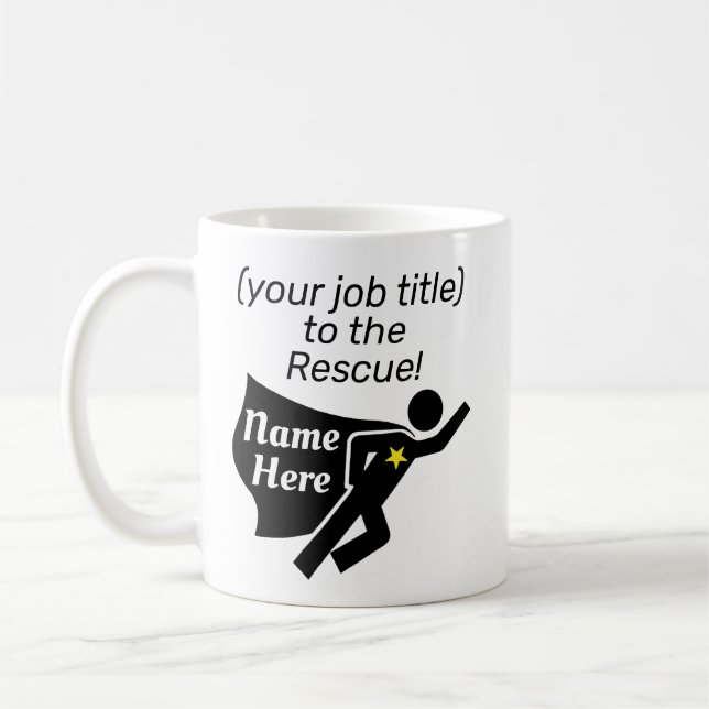 Work Mug Personalised Superhero Job Title and Name (Left)