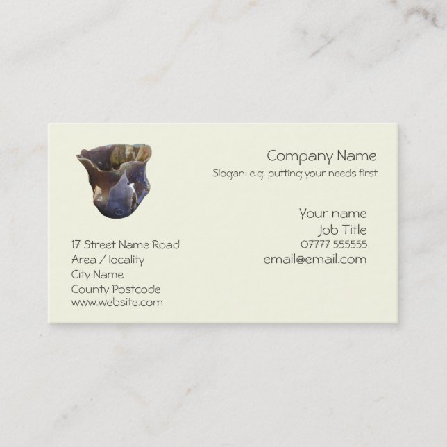 Work of a Potter - metallic glaze pot Business Card (Front)