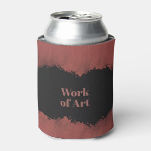 Work of Art, Red Watercolor on Black Can Cooler