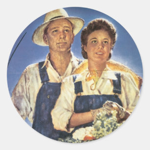 Work on a Farm...This Summer Classic Round Sticker