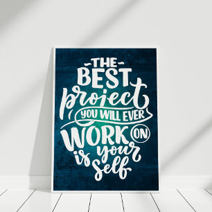 "Work on Yourself" Retro Inspirational Quote Poster