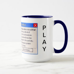 WORK OR PLAY? TOO MUCH COMPUTER ENJOYMENT WARNING! MUG