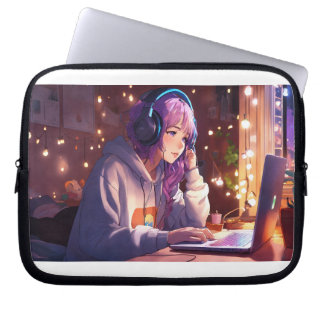 "Work & Play with Anime Vibes Laptop Cover" Sleeve