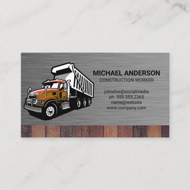 Work Truck | Steel | Wood Business Card (Front)