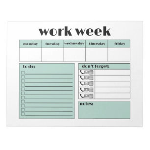 Work Week Planner - blue Notepad