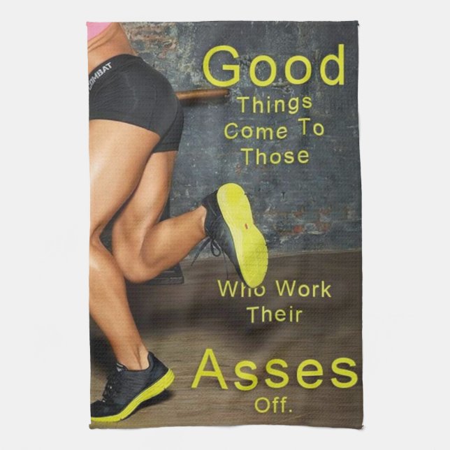 Work Your Butt Off - Women's Workout Motivational Tea Towel (Vertical)