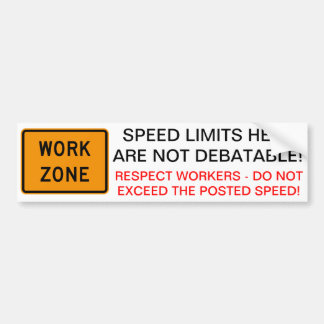 Work Zone Speed Bumper Sticker