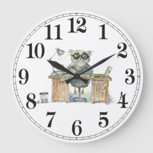 Workaholic night owl large clock
