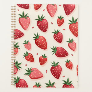 Workbook with cute strawberry pattern planner