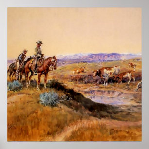 “Worked Over” Western Art by Charles M Russell Poster
