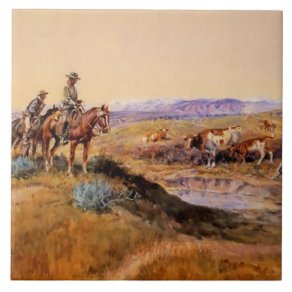 “Worked Over” Western Art by Charles M Russell Tile