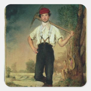 Worker, 1848 square sticker