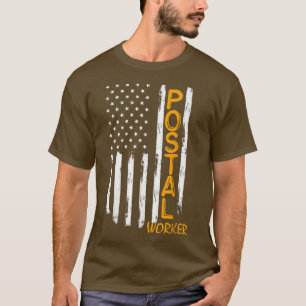 Worker American Distressed Flag US Postal Service T-Shirt