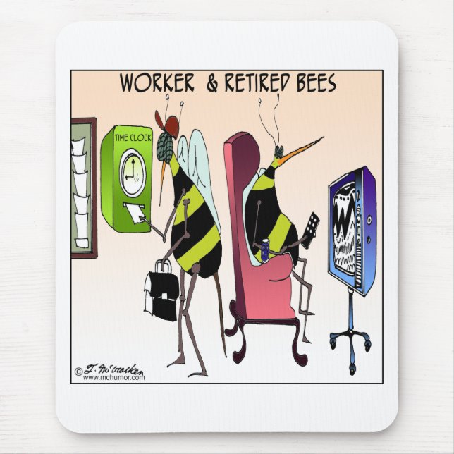 Worker and Retired Bee Mouse Mat (Front)