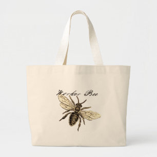 Worker Bee Insect Illustration Large Tote Bag