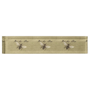 Worker Bee Insect Illustration Nameplate