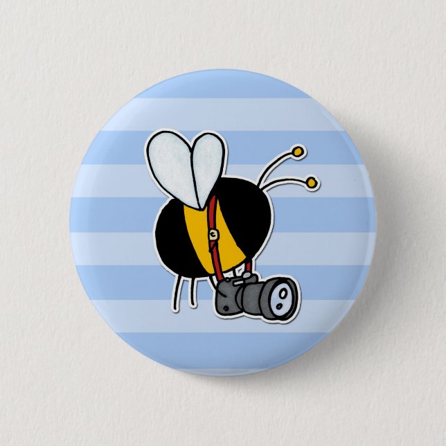 worker bee - photographer 6 cm round badge (Front)