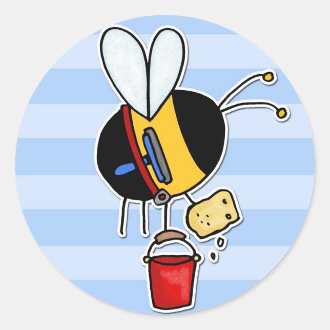 worker bee - window cleaner classic round sticker (Front)