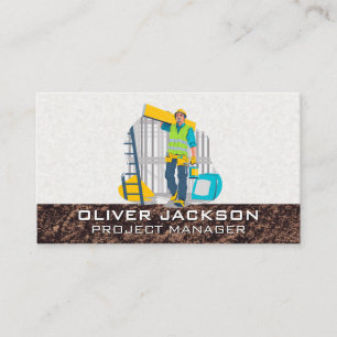 Worker Carrying Supplies to Building Site Business Card