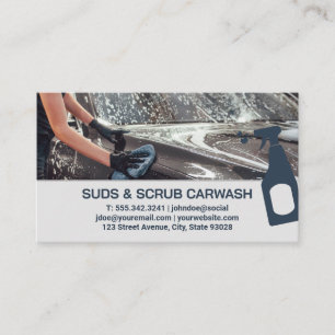 Worker Cleaning Cars Hands Wash Soap Business Card