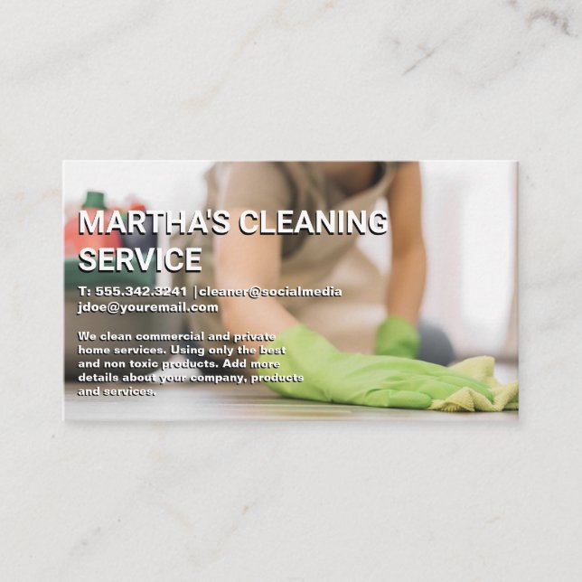 Worker Cleaning Floor  Business Card (Front)