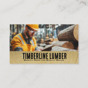 Worker Examining Lumber at the Mill Business Card