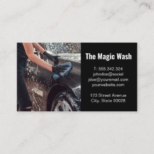 Worker Washing Car Business Card