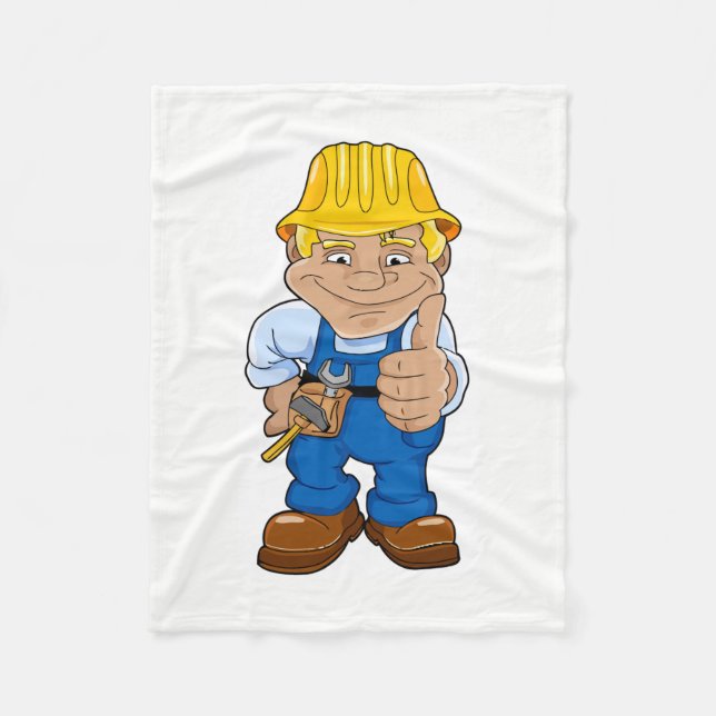 Worker With Hard Hat Fleece Blanket (Front)
