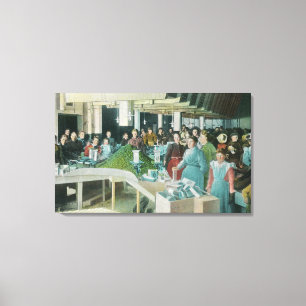 Workers Packing Seeded Raisins at Plant Canvas Print