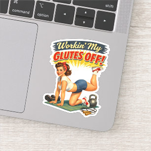 Workin My Glutes -Funny Retro Fitness Pin-Up- Gym