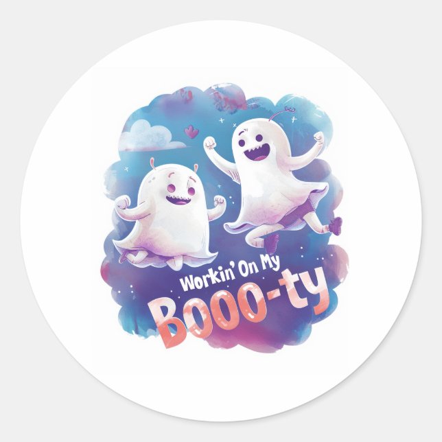 Workin' On My Booo-ty Classic Round Sticker (Front)