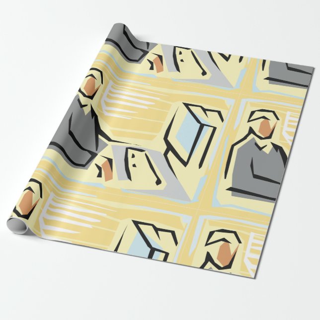 Working At A Computer Wrapping Paper (Unrolled)