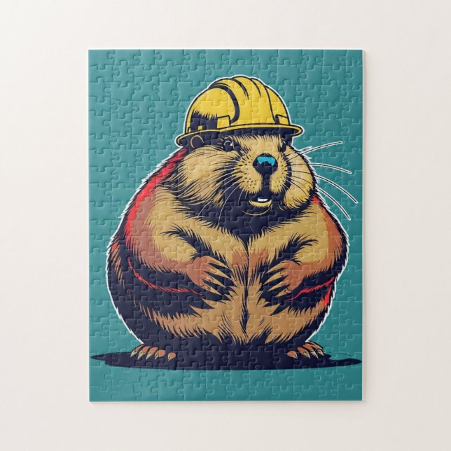Working Beaver Jigsaw Puzzle (Vertical)