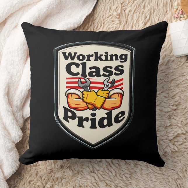 Working Class Pride Badge – Blue Collar Worker Cushion (Blanket)