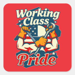 Working Class Pride Vintage American Worker Design Square Sticker