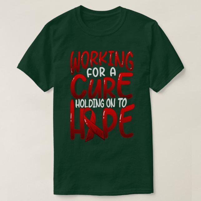 Working for a cure Red Ribbon T-Shirt (Design Front)