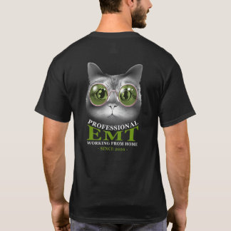 Working From Home Emt Paramedic Cat  T-Shirt