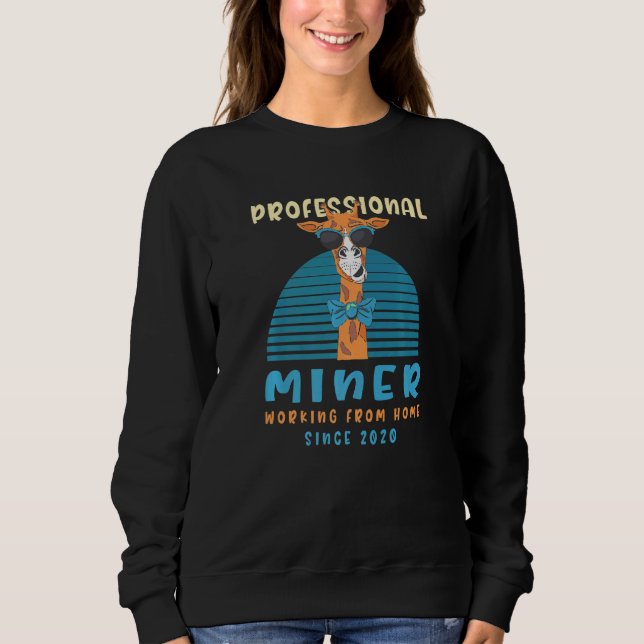 Working From Home Miner Mining Llama Pitman Alpaca Sweatshirt (Front)