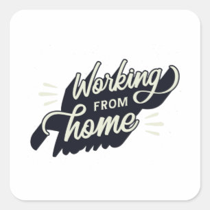 Working From Home Square Sticker