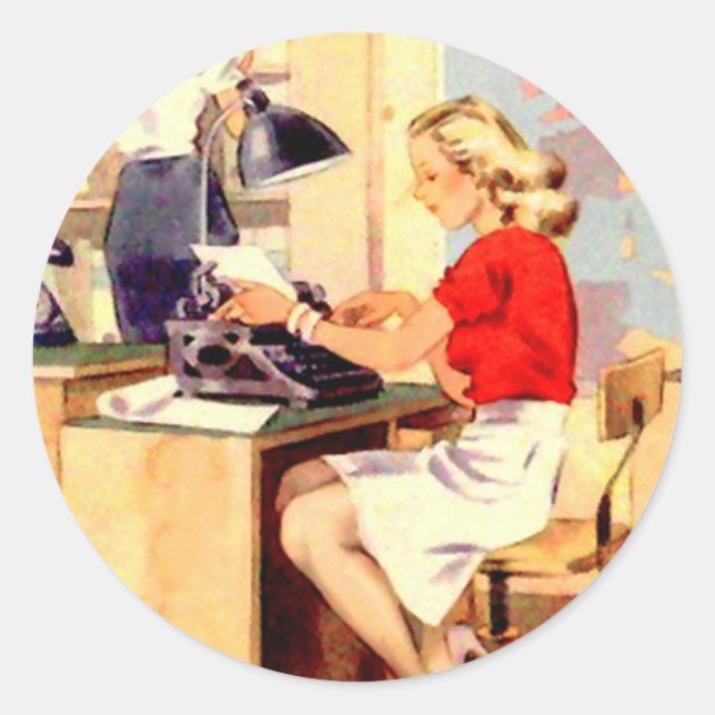 Working Girl Classic Round Sticker (Front)