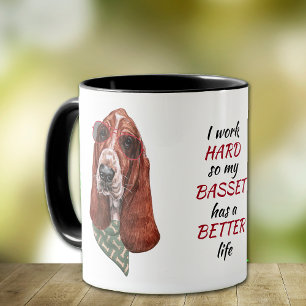 Working Hard for My Basset Hound Dog Mug