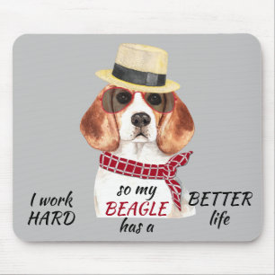 Working Hard for My Beagle Mouse Mat