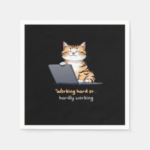 Working Hard Or Hardly Working Cat Napkin