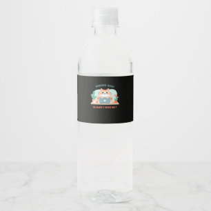Working Hard Or Hardly Working Funny Meme Water Bottle Label