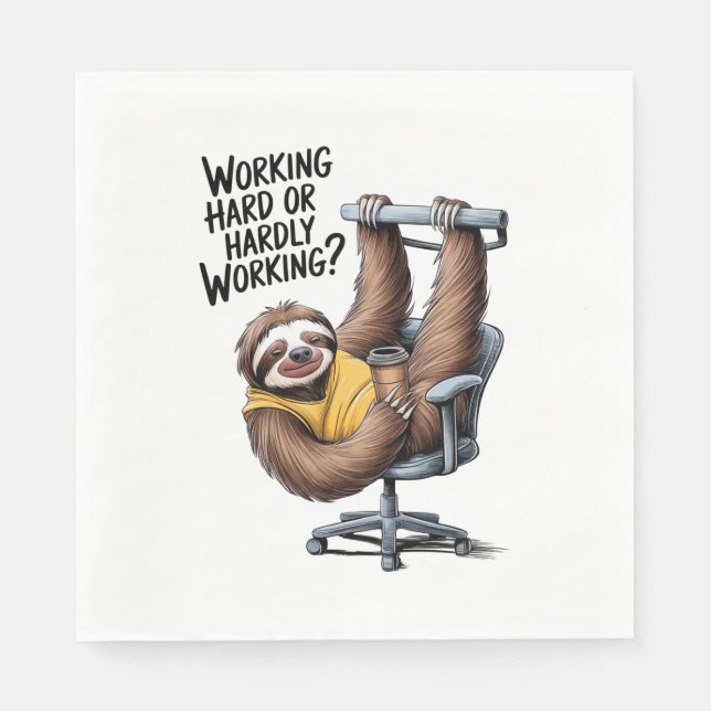 Working Hard or Hardly Working Sloth Napkin (Front)